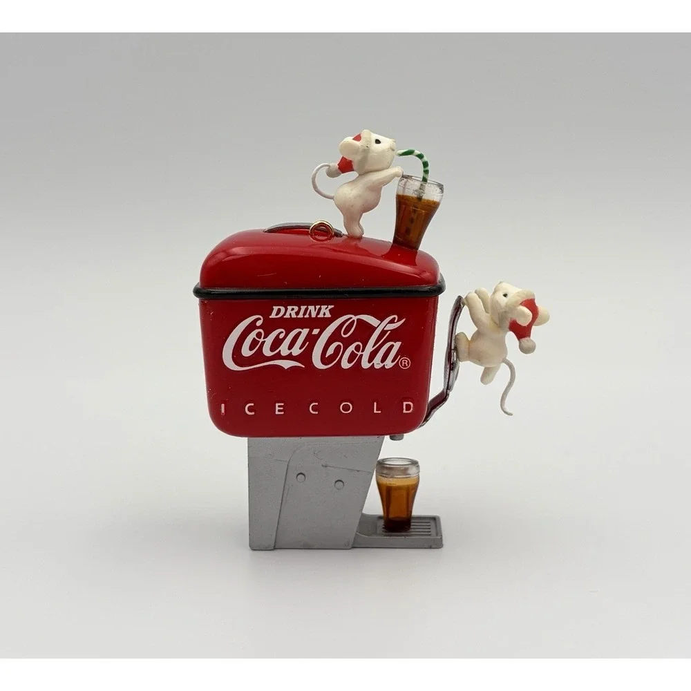 Coca Cola Soda Fountain Dispenser Mice Enesco Christmas Ornament 1990 2nd Issue